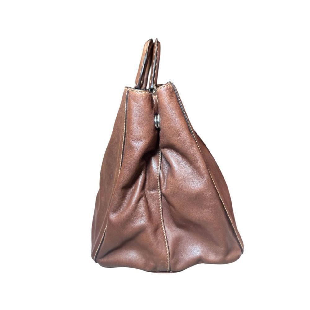 PRADA Nocciolo Brown Soft Calfskin Leather Large Satchel Tote Bag Auth - Picture 2 of 16